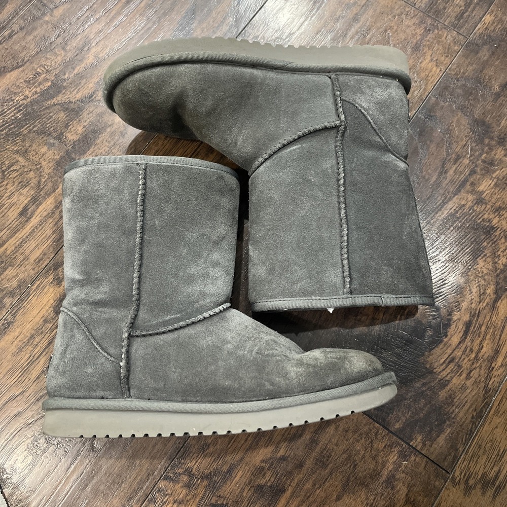 UGG Koolaburra Classic Short Boots Women's Sz 7 Gray Suede Faux Fur Lined